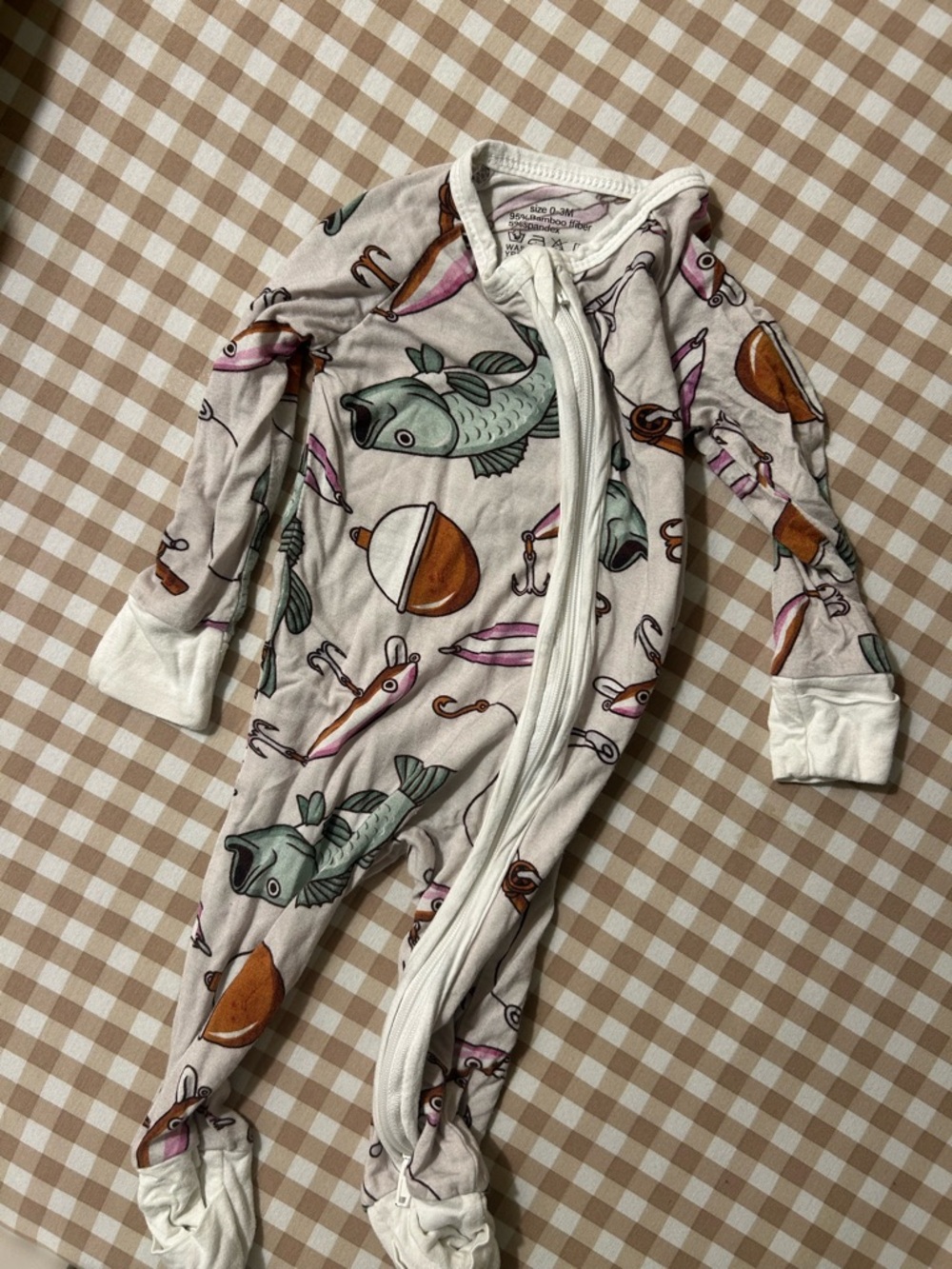 Source Unknown Cream Footed One-Piece Pajamas with Fish & Buoy Print